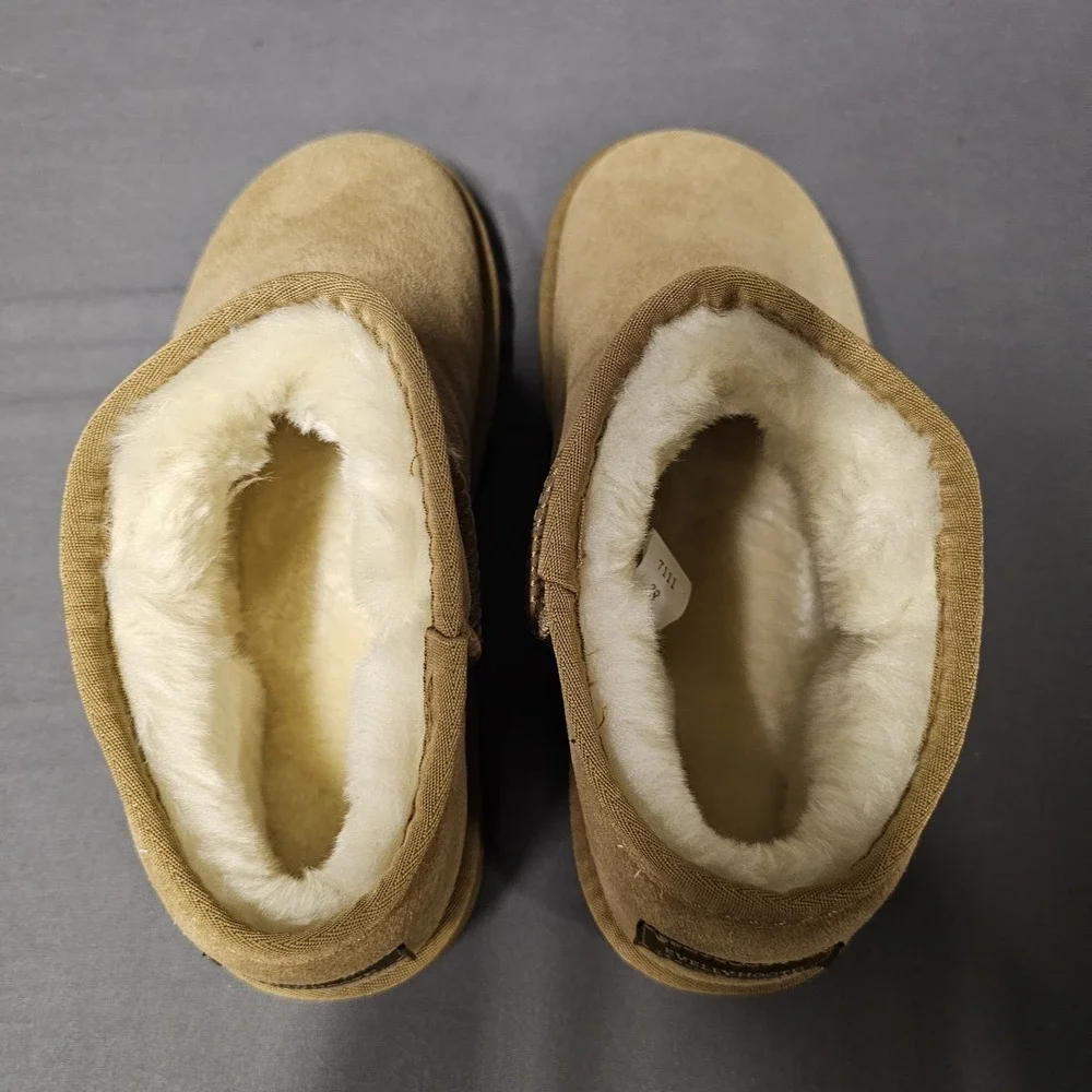 Womens Shorty Boots Comfortable Suede Slip-On Booties Cushioned Chestnut 7.5 - 8